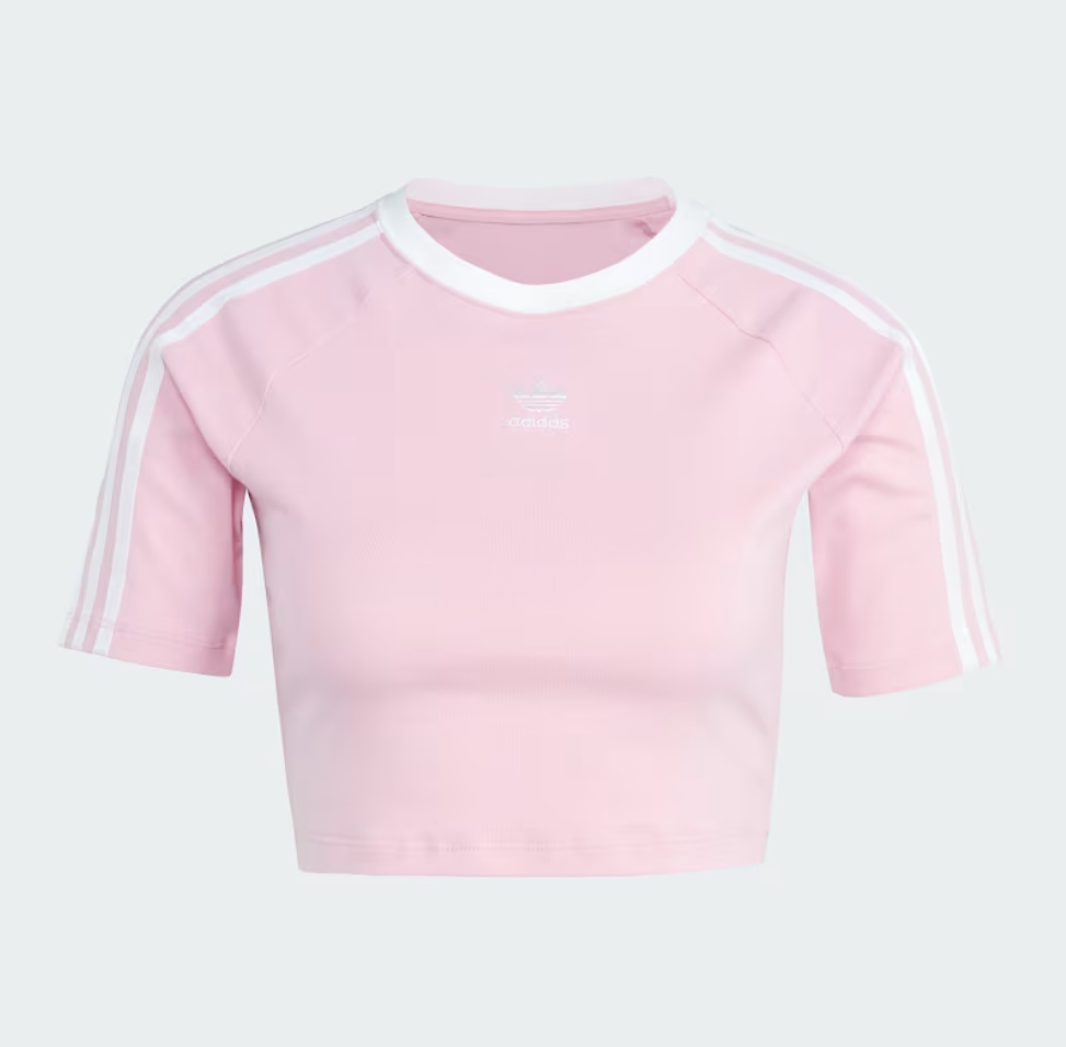 Adidas pink crop top online