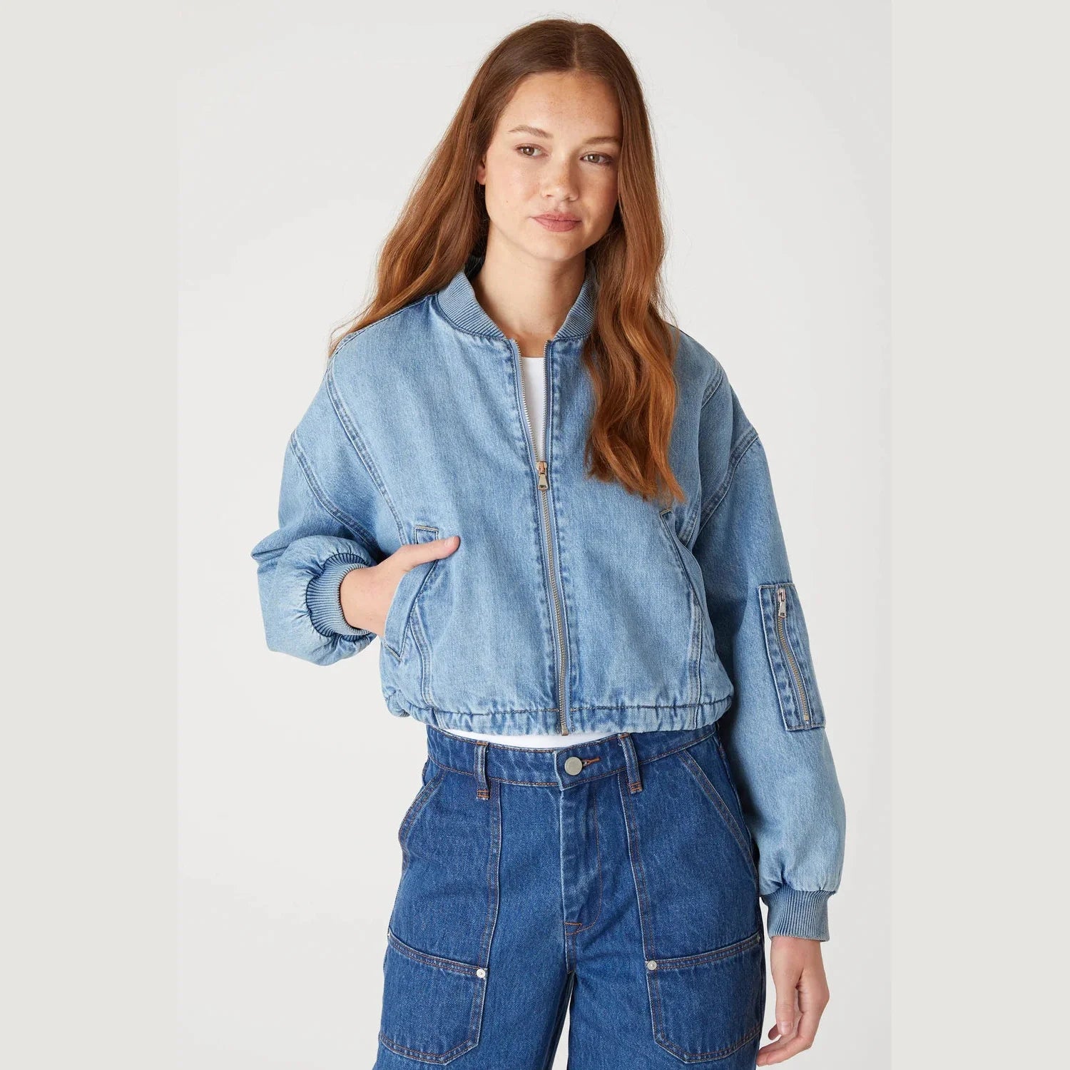 BlankNYC - Guest Star Denim Bomber Blue