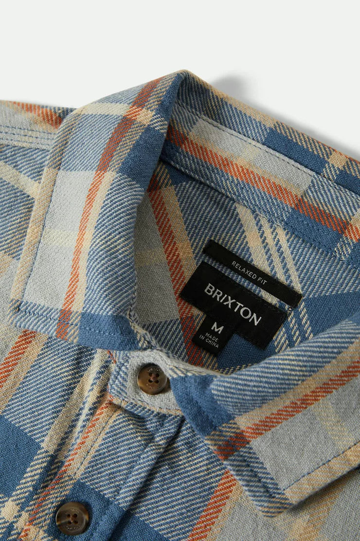 Brixton - Vintage Wash Flannel Blue/Soft Blue/Orange