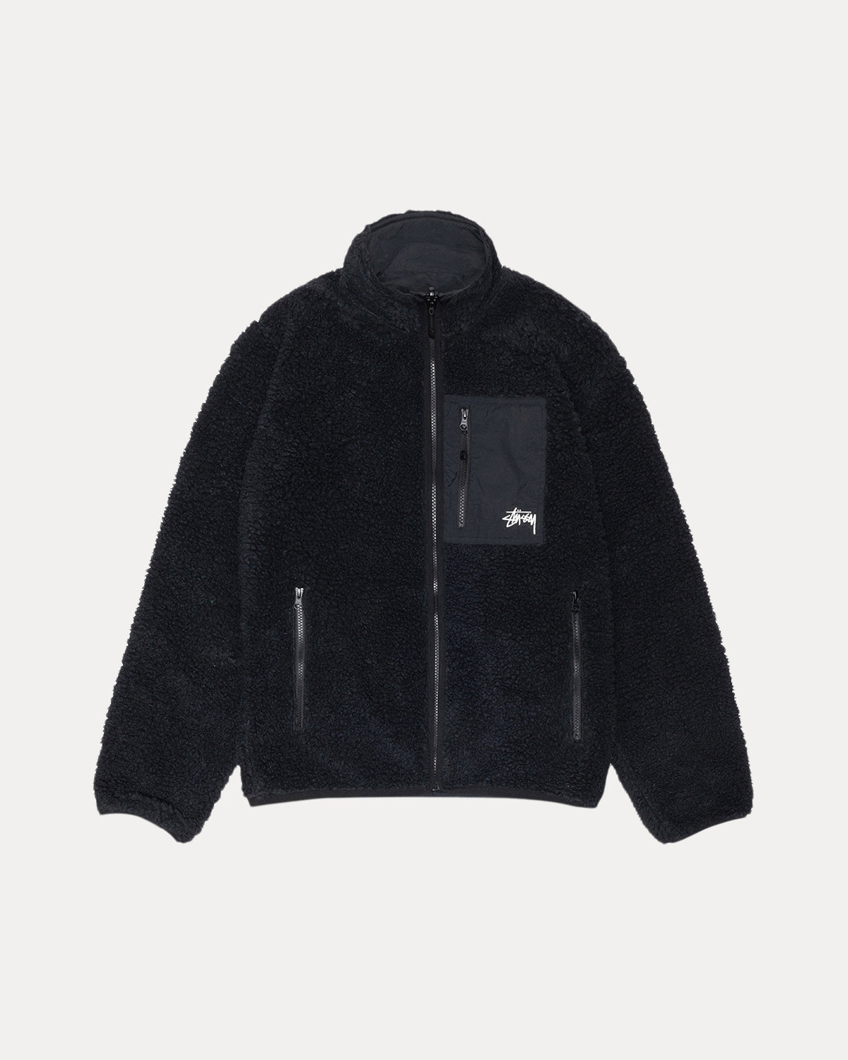 Stussy - Sherpa Reversible Jacket Black-1
