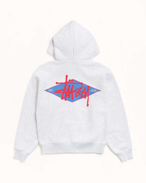 Stussy - Basic Diamond Zip Hoodie Ash Heather