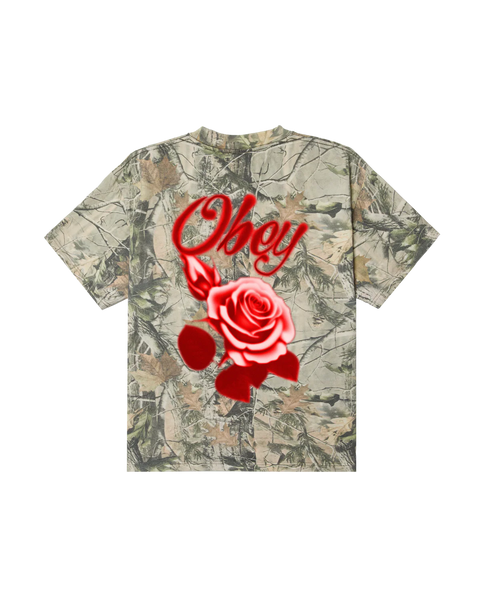 Obey - Airbrushed Rose Heavyweight T-Shirt Leaf Camo