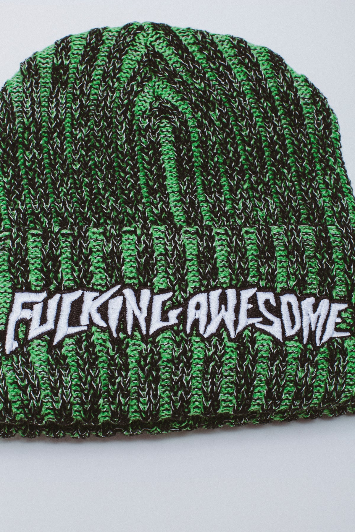 Fucking Awesome - Reflective Stripe Beanie Green/Black-2