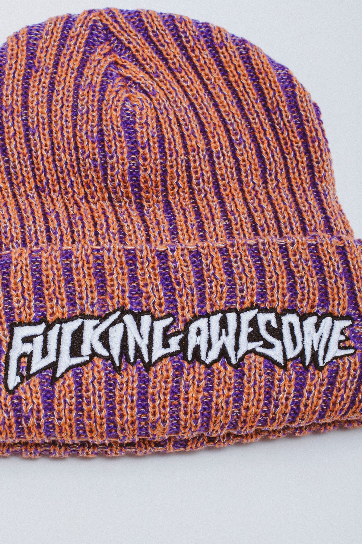 Fucking Awesome - Reflective Stripe Beanie Orange/Purple-2