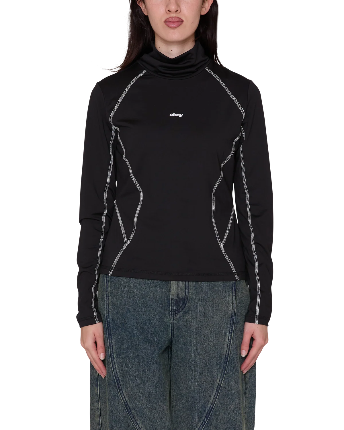 Obey - W Nalia Long Sleeve Turtle Neck Black