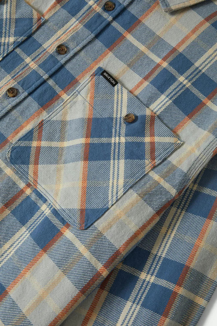 Brixton - Vintage Wash Flannel Blue/Soft Blue/Orange