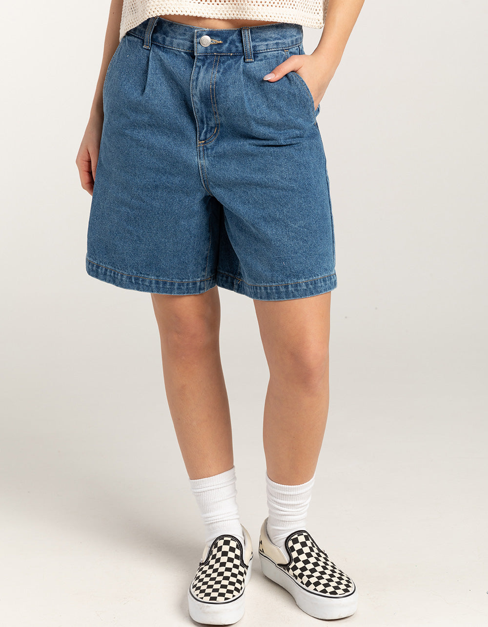 Obey - W Eli Pleated Short Light Indigo