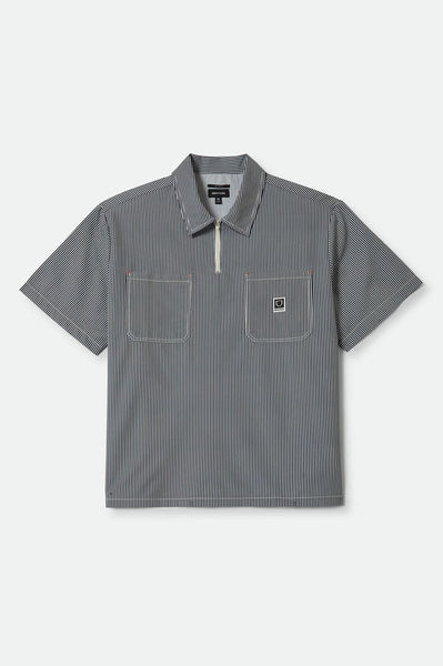 Brixton - Journey Lightweight 1/2 Zip Cropped Shirt Navy/White
