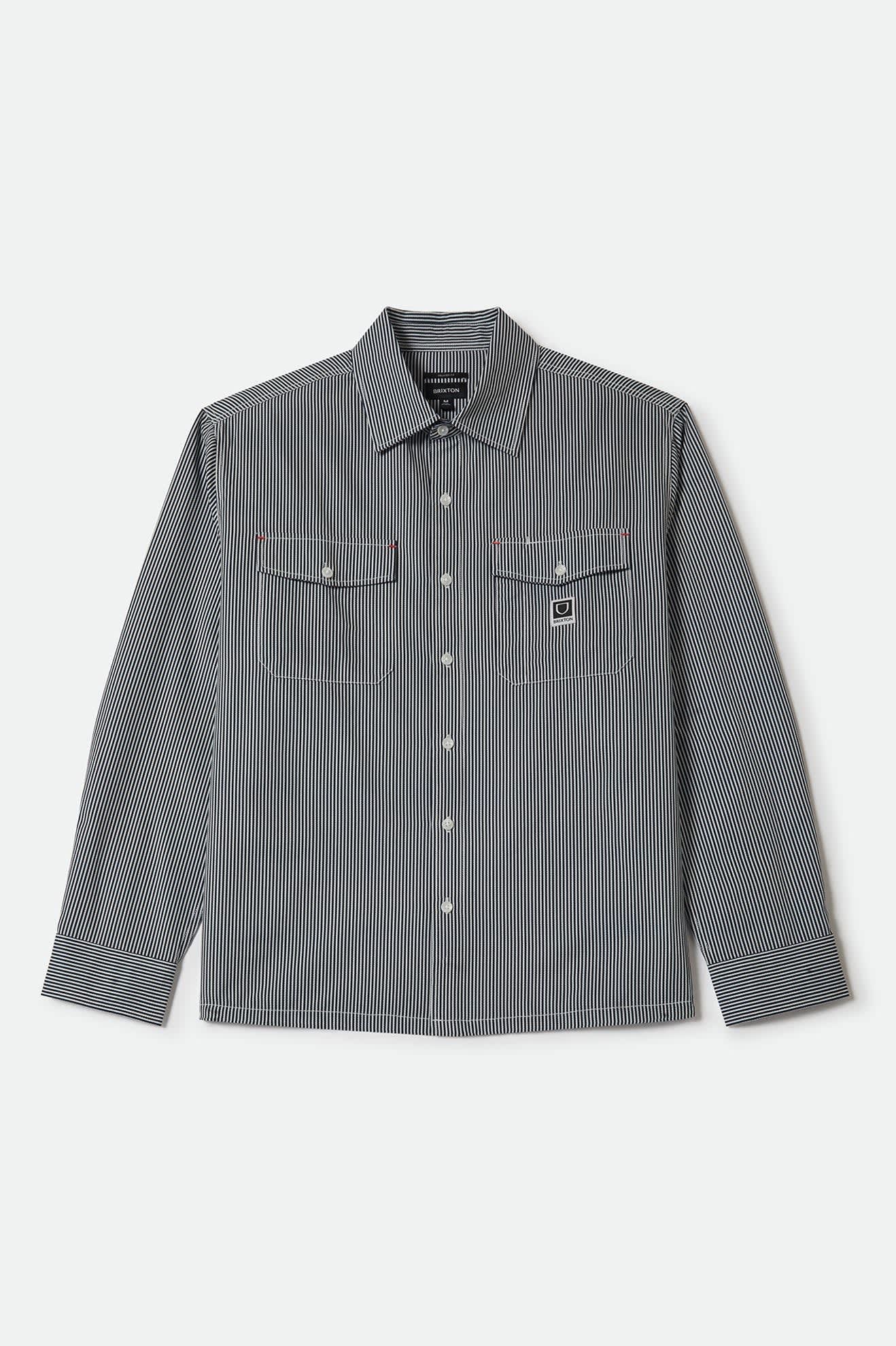 Brixton - Journey Lightweight Shirt Navy/White Stripe