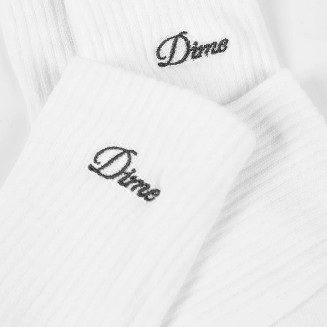 Dime - Two Pack Crew Socks White