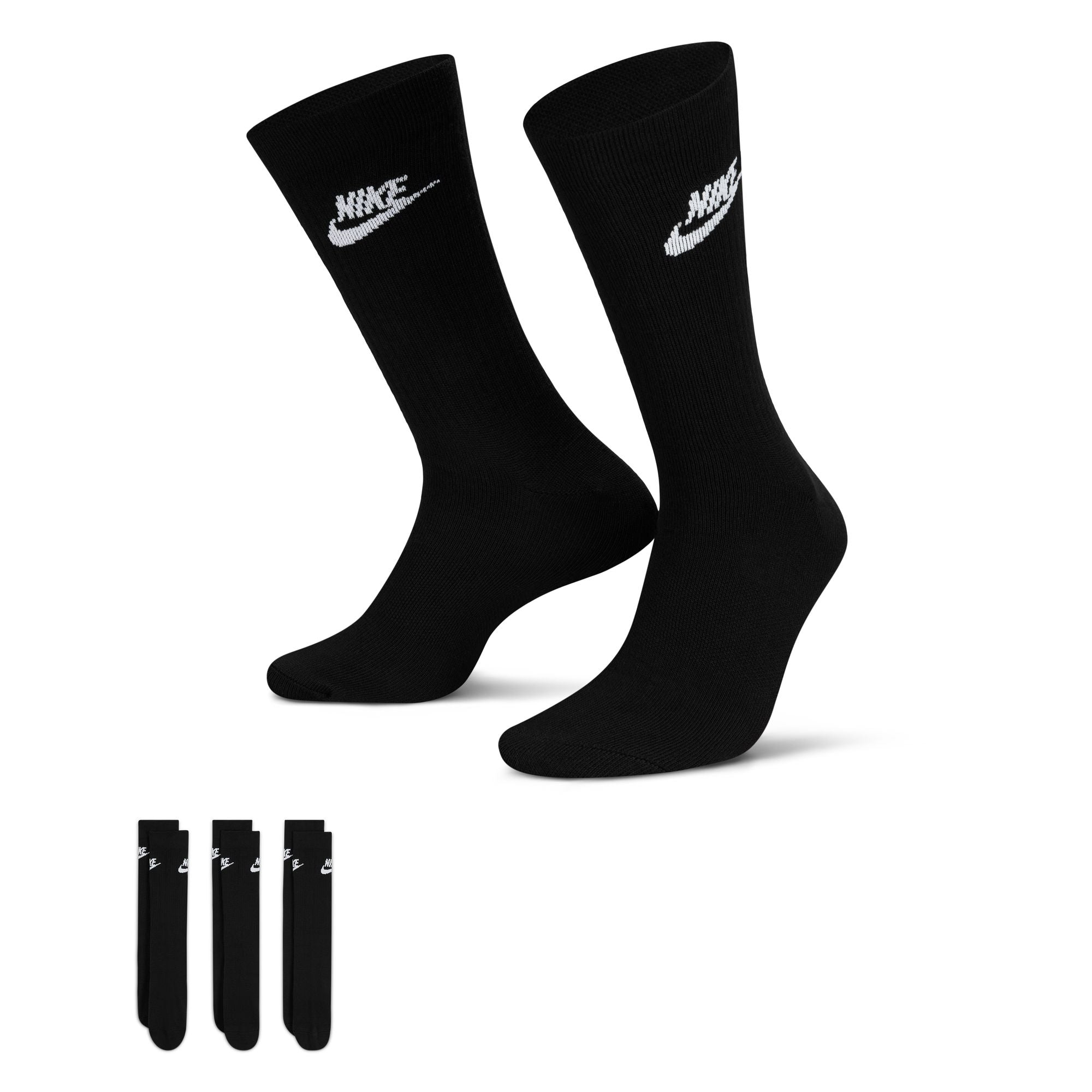 Nike - Sportswear Everyday Essential Crew Socks (3 Pairs) Black