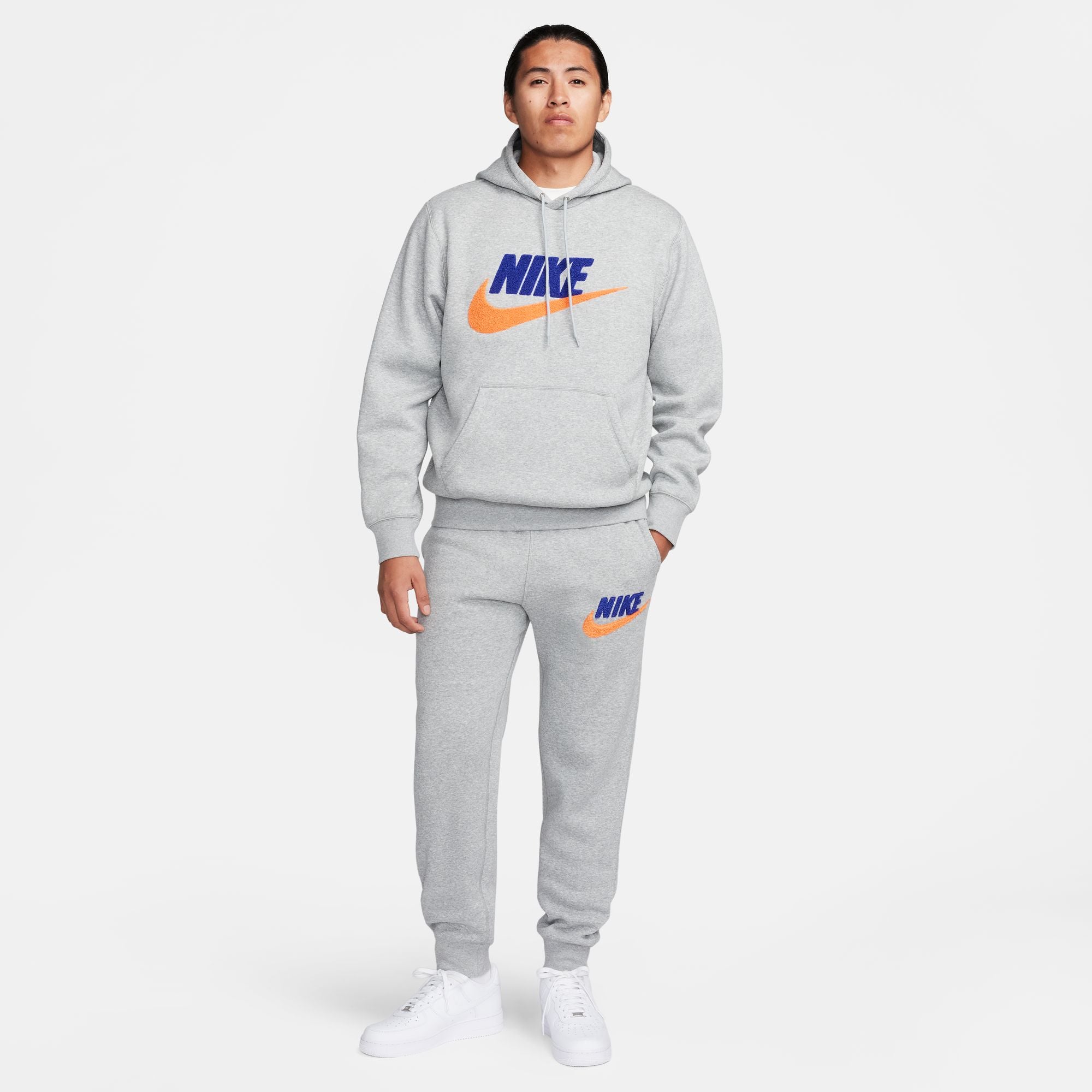 Nike club grey pullover hoodie best sale