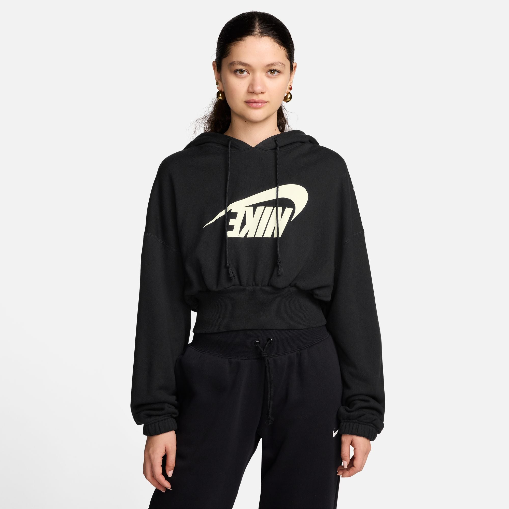 Nike W Oversized Cropped Hoodie Black FLAVOUR 99