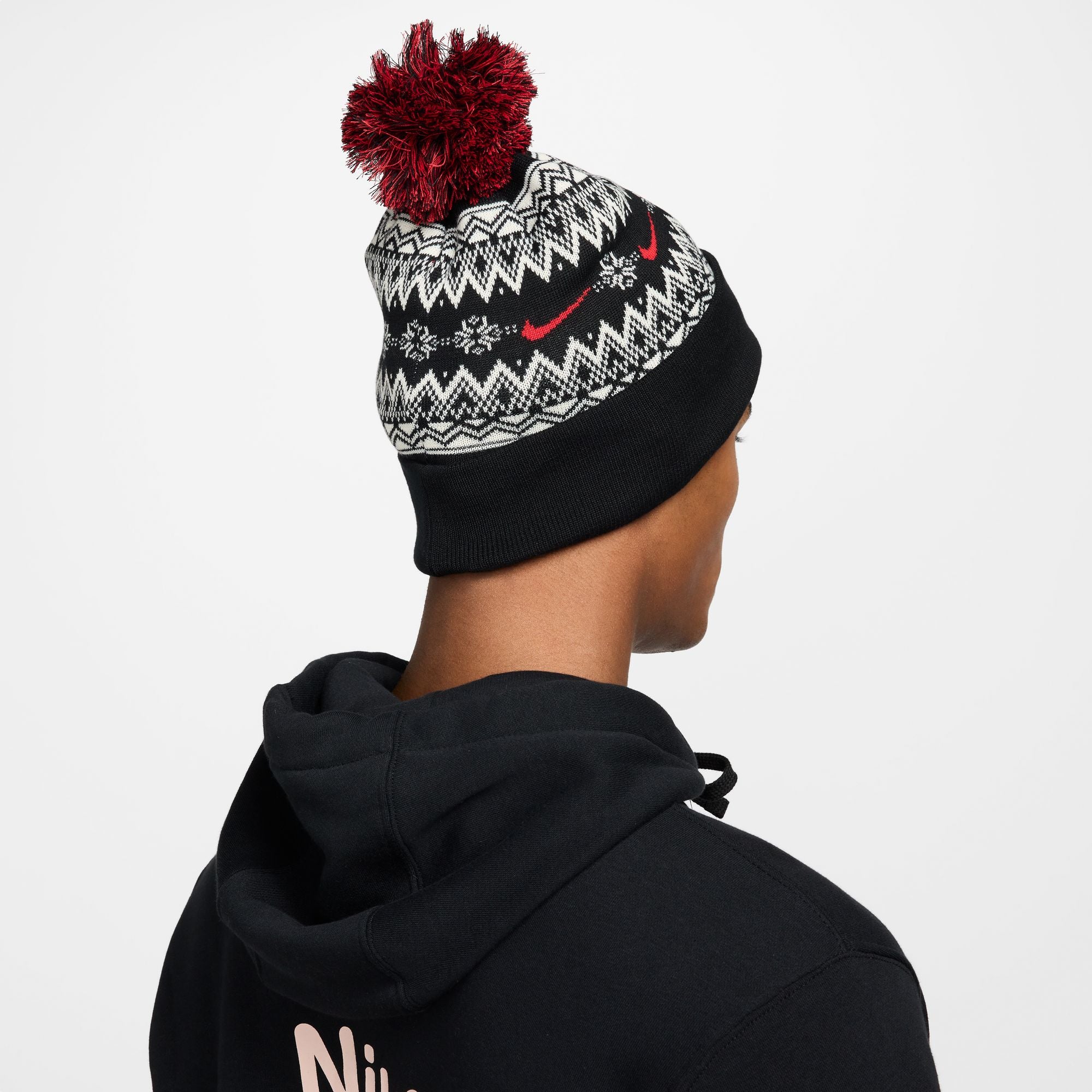 Nike - Peak Fair Isle Beanie Black/Red