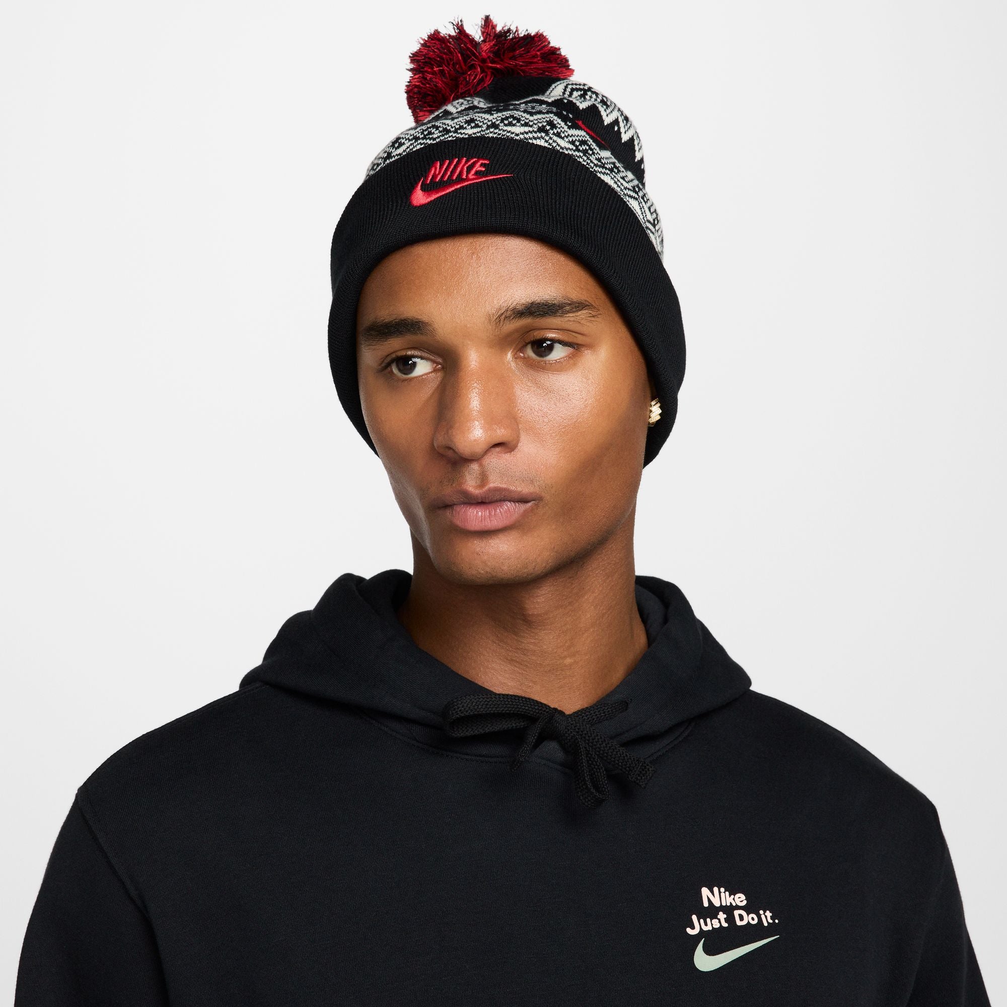Nike - Peak Fair Isle Beanie Black/Red