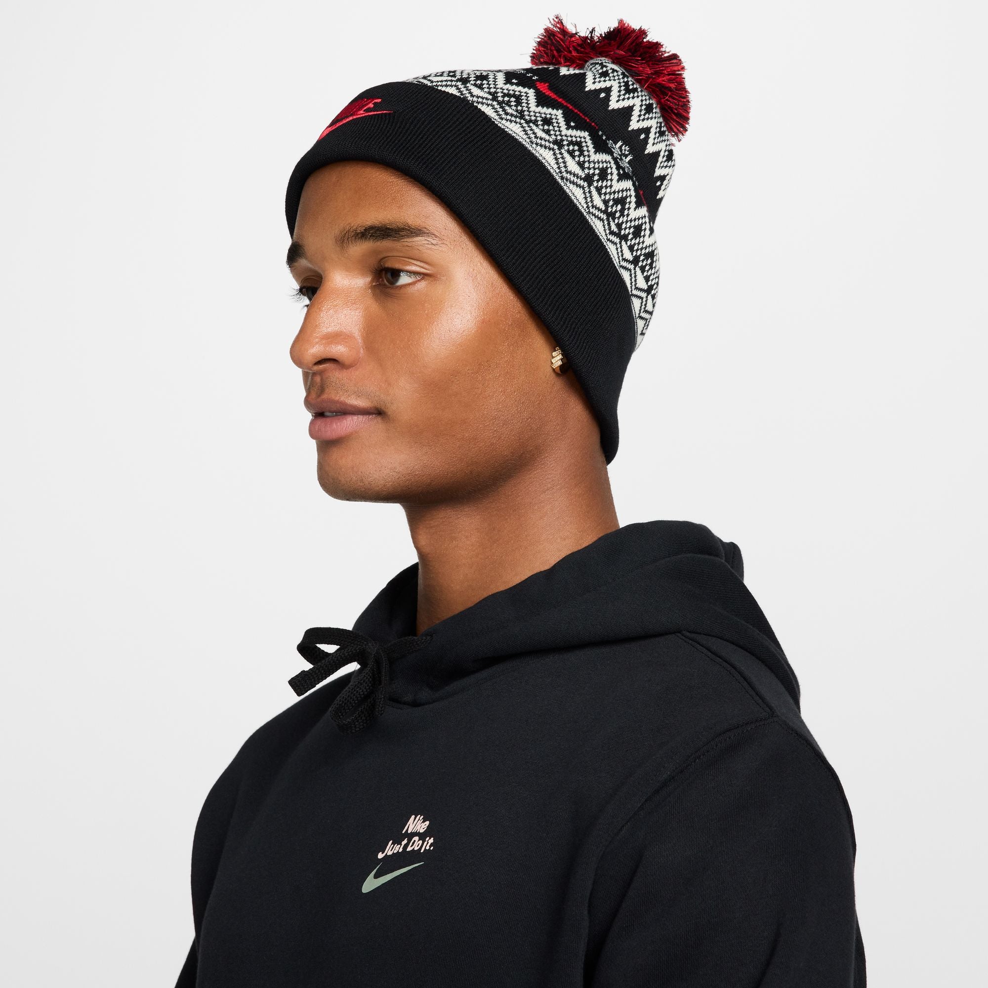 Nike - Peak Fair Isle Beanie Black/Red