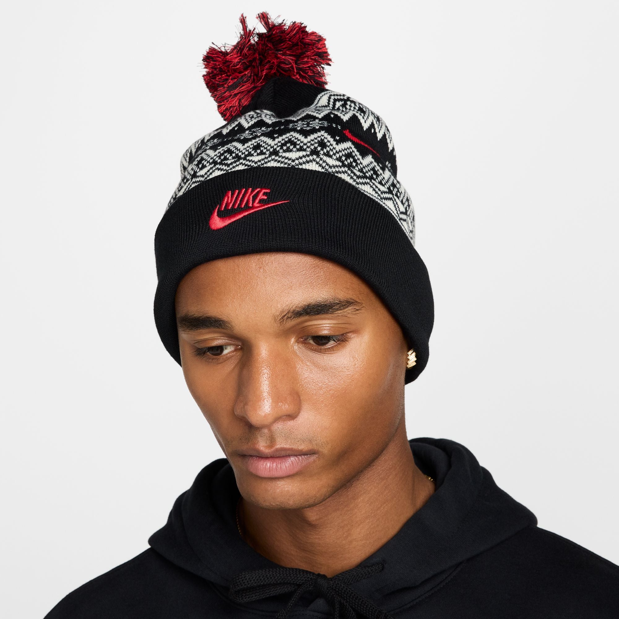 Nike - Peak Fair Isle Beanie Black/Red