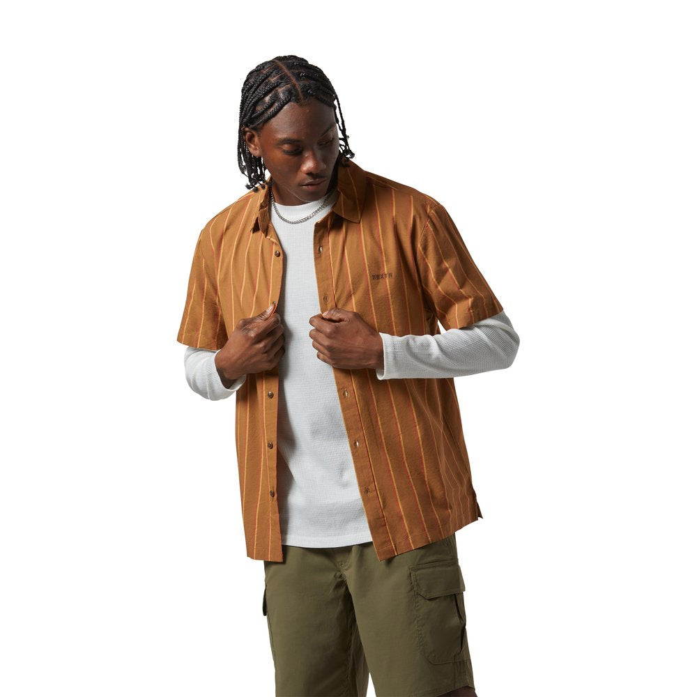 Brixton - Cru Stripe Woven Shirt Washed Copper