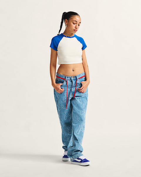 Vans - W Clare Raglan S/S Tee ~ True Blue/Marshmallow