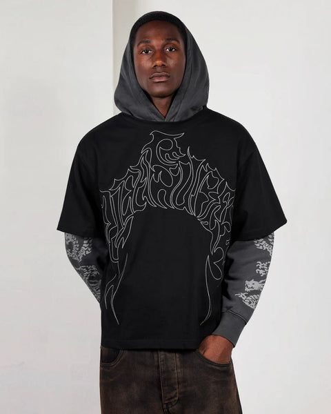 Pleasures - Dragon Layered Hoodie Faded Black