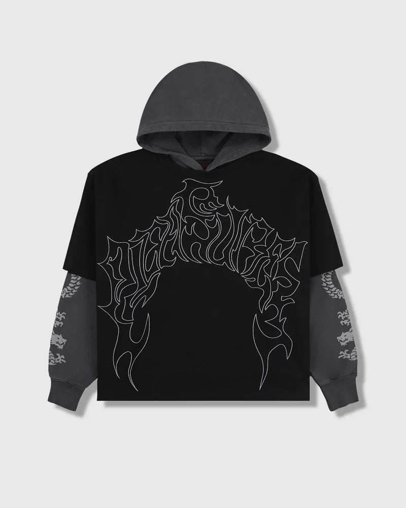 Pleasures - Dragon Layered Hoodie Faded Black
