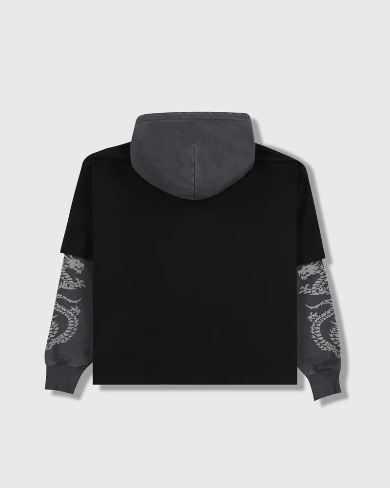 Pleasures - Dragon Layered Hoodie Faded Black