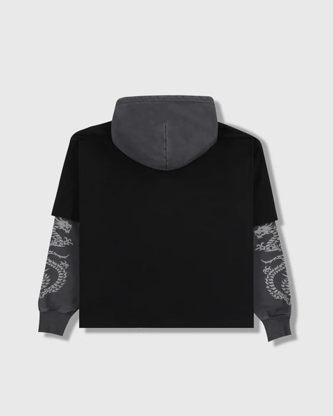 Pleasures - Dragon Layered Hoodie Faded Black