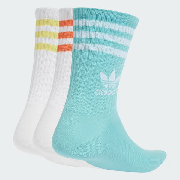 Adidas - Mid-Cut Crew Socks 3 Pack ~ White/Easy Mint/White