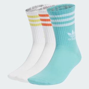 Adidas - Mid-Cut Crew Socks 3 Pack ~ White/Easy Mint/White