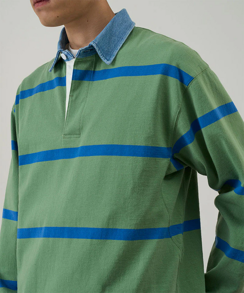 Gramicci - Langdon Rugby Shirt in Olive/Blue