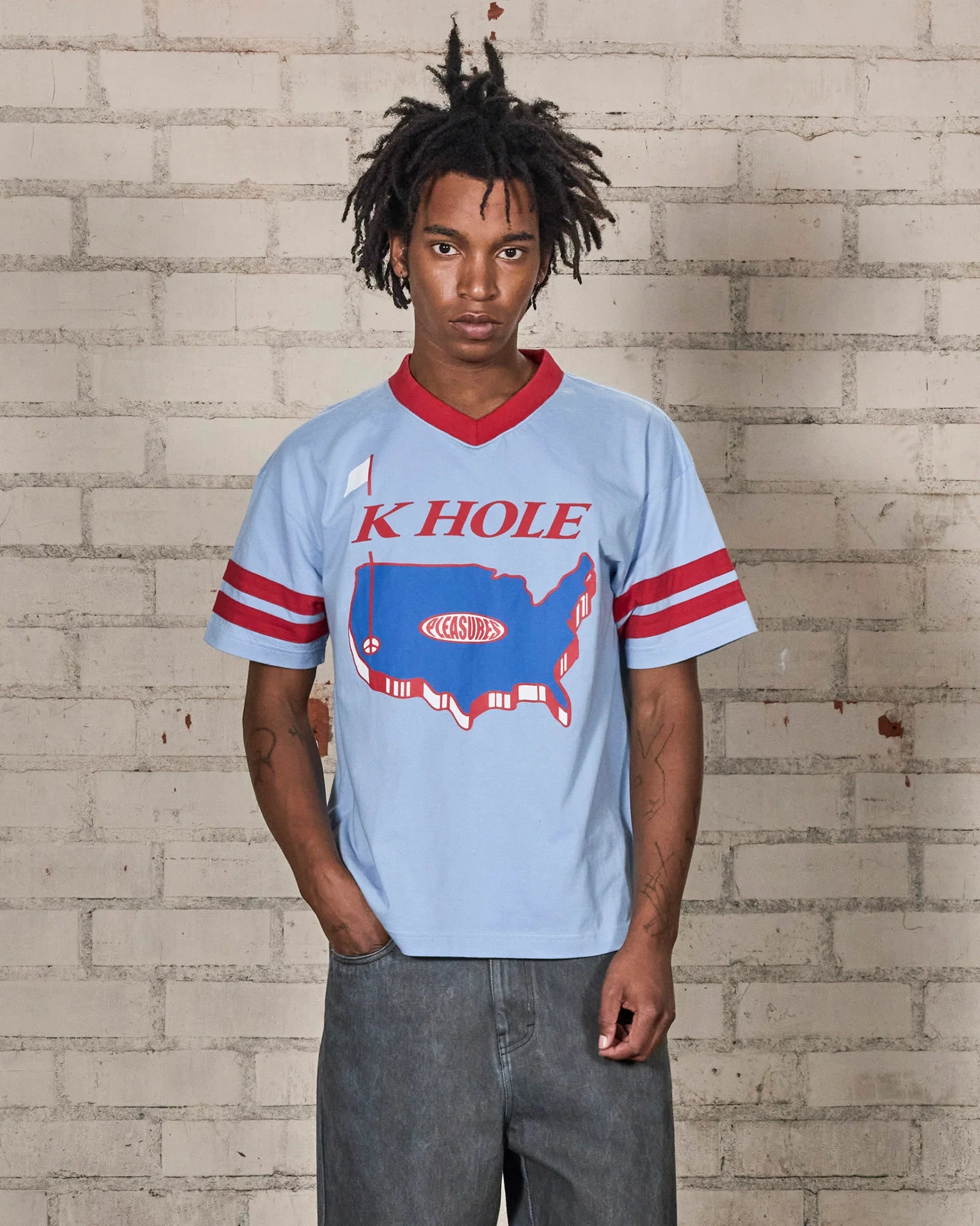 Pleasures x Primus - Hole V-Neck Jersey Blue