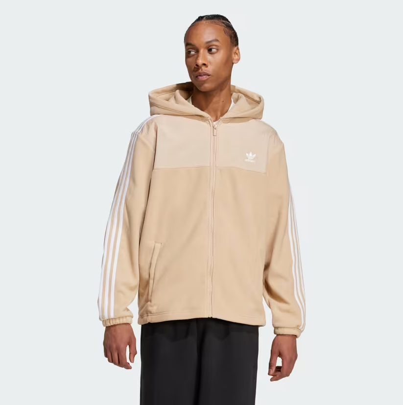 Adidas 3 Stripe Teddy Fleece Zip Up Hoodie FLAVOUR 99