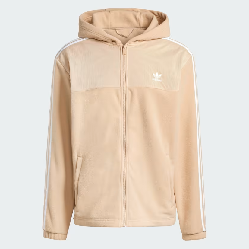 Adidas - 3 Stripe Teddy Fleece Zip-Up Hoodie