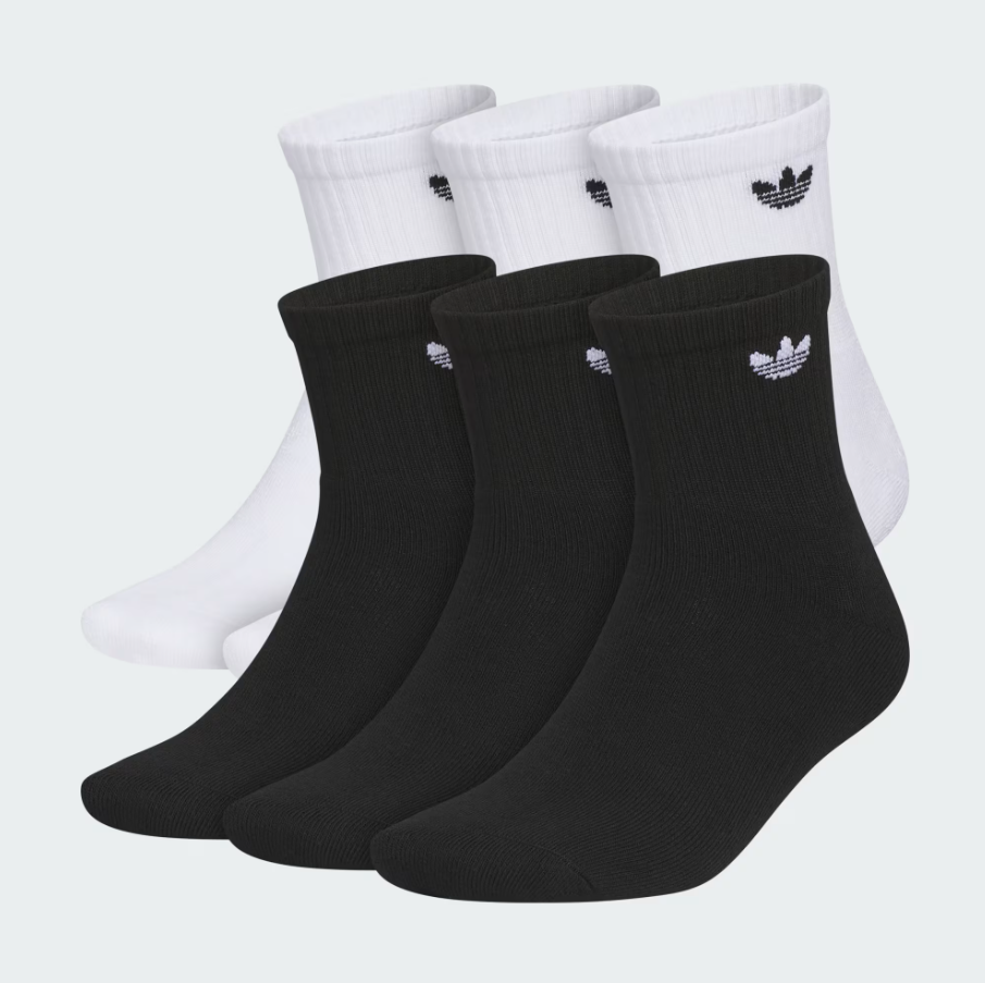 Adidas - Originals Trefoil 2.0 Quarter Socks (6 Pairs) White/Black