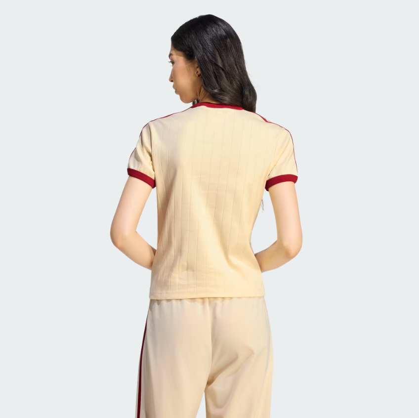 Adidas - W Pinstripe Short Sleeve Slim T-Shirt Warm Vanilla
