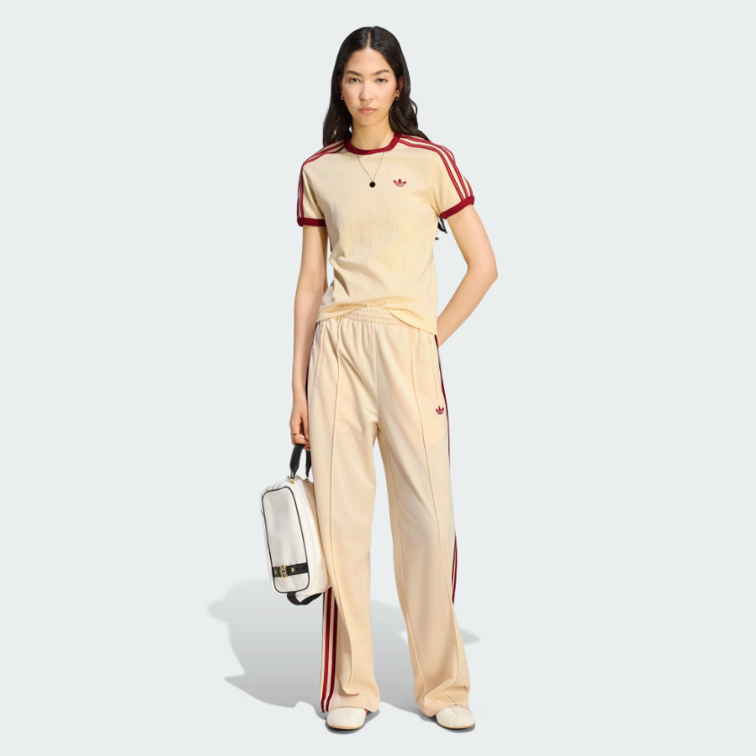 Adidas - W Pinstripe Short Sleeve Slim T-Shirt Warm Vanilla