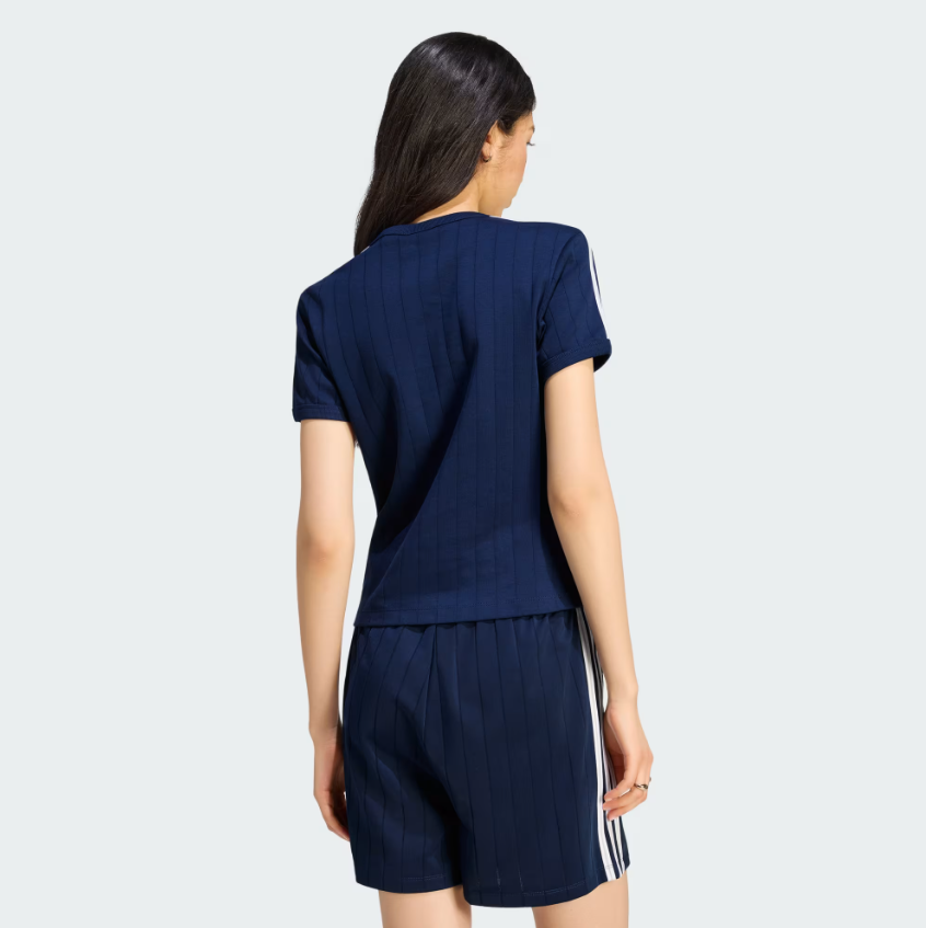 Adidas - W Pinstripe Short Sleeve Slim T-Shirt Night Indigo