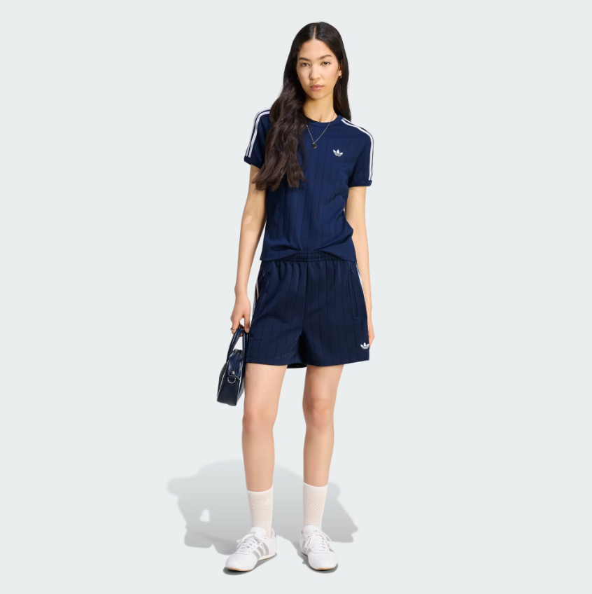 Adidas - W Pinstripe Short Sleeve Slim T-Shirt Night Indigo