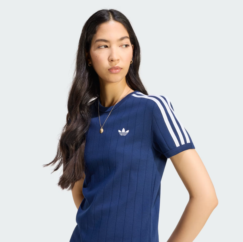 Adidas - W Pinstripe Short Sleeve Slim T-Shirt Night Indigo