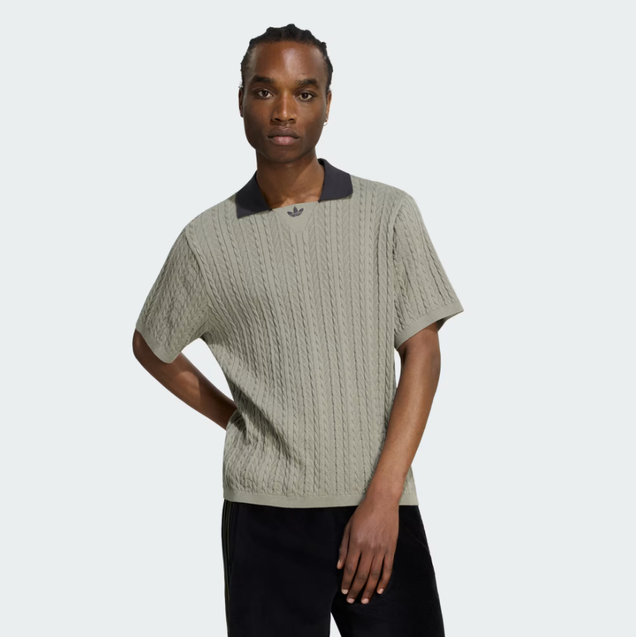 Adidas - Cable Knit Soccer Jersey Silver Pebble-2