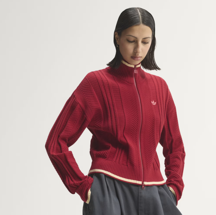 Adidas - W Cable Knit Firebird Track Sweater Team Victory Red-2