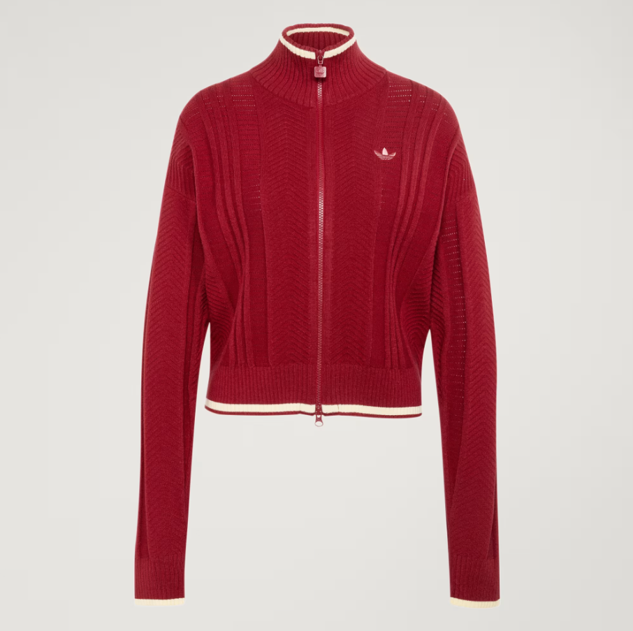 Adidas - W Cable Knit Firebird Track Sweater Team Victory Red-1
