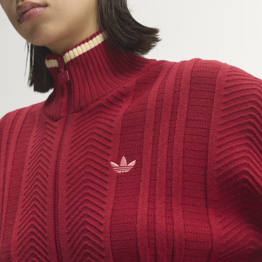 Adidas - W Cable Knit Firebird Track Sweater Team Victory Red-4