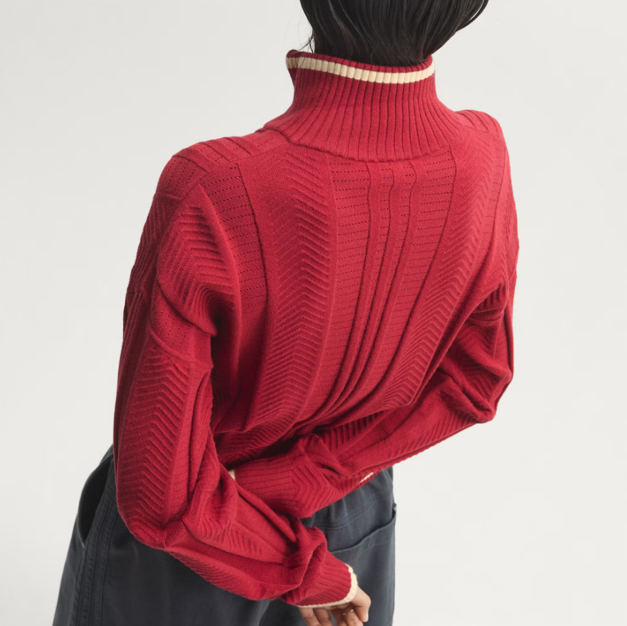 Adidas - W Cable Knit Firebird Track Sweater Team Victory Red-5