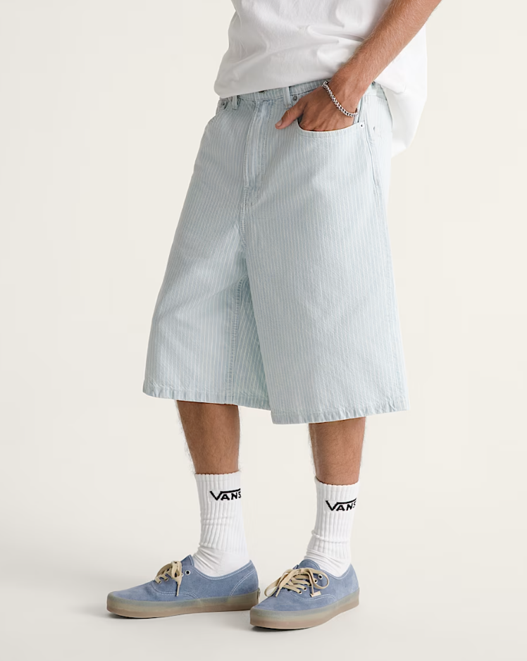 Vans - Check-5 Baggy Denim Shorts Blue Ice Stripe