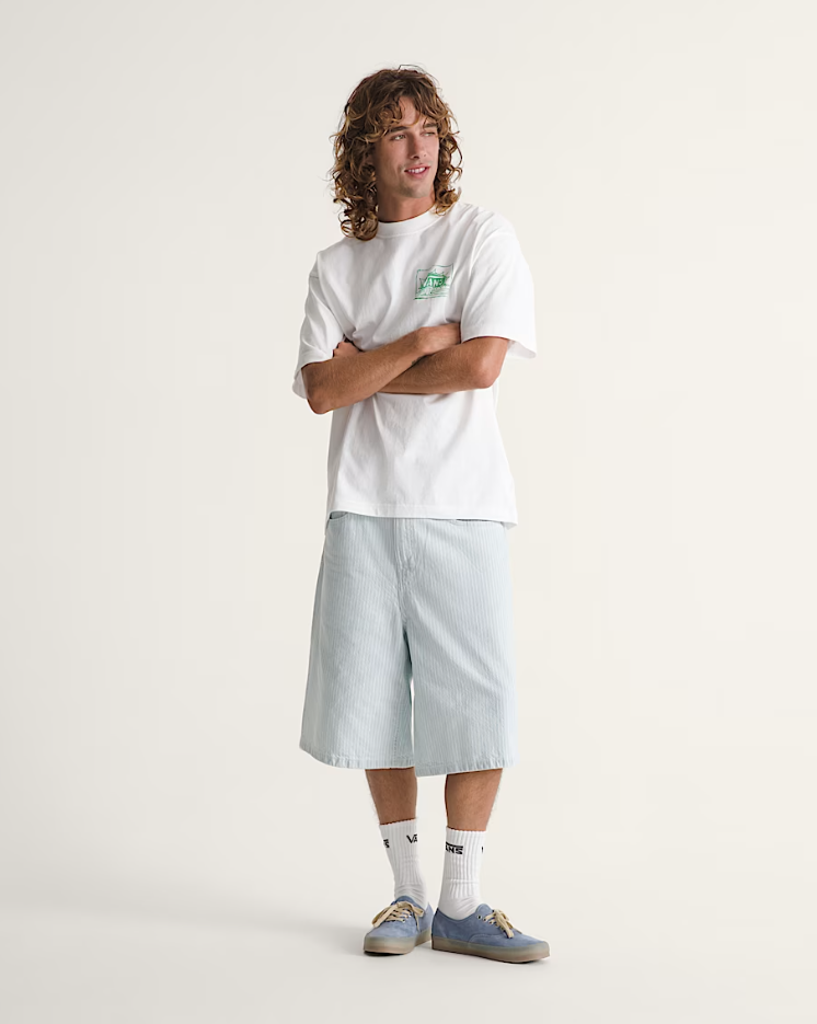 Vans - Check-5 Baggy Denim Shorts Blue Ice Stripe