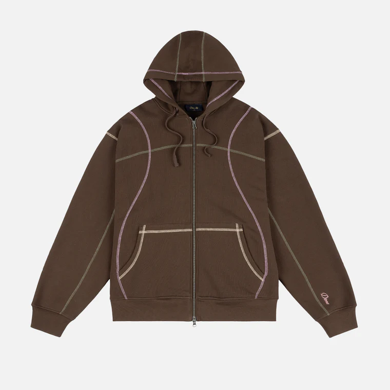 Dime - Court Zip Hoodie Brown