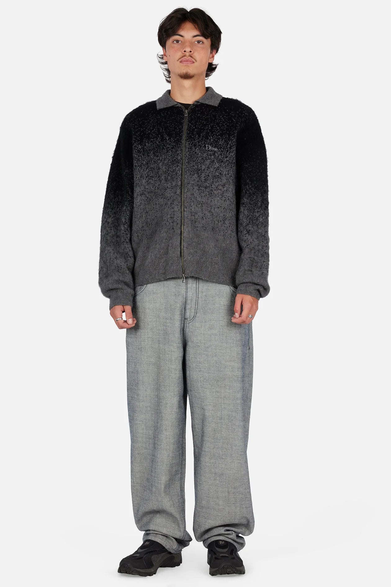 Dime - Mohair Double Zip Knit Black/Charcoal-5