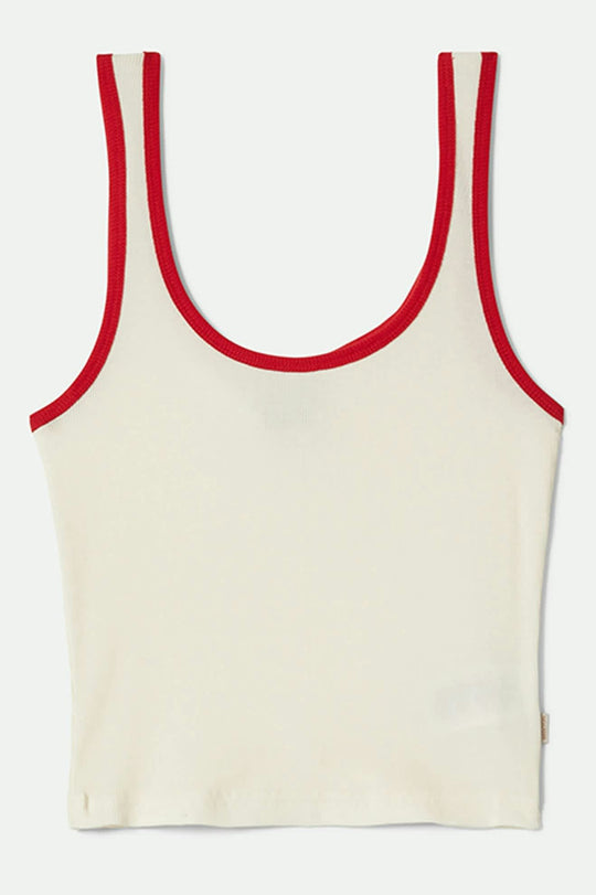 Brixton - W Ringer Organic A-Tank Top ~ Off White/Red