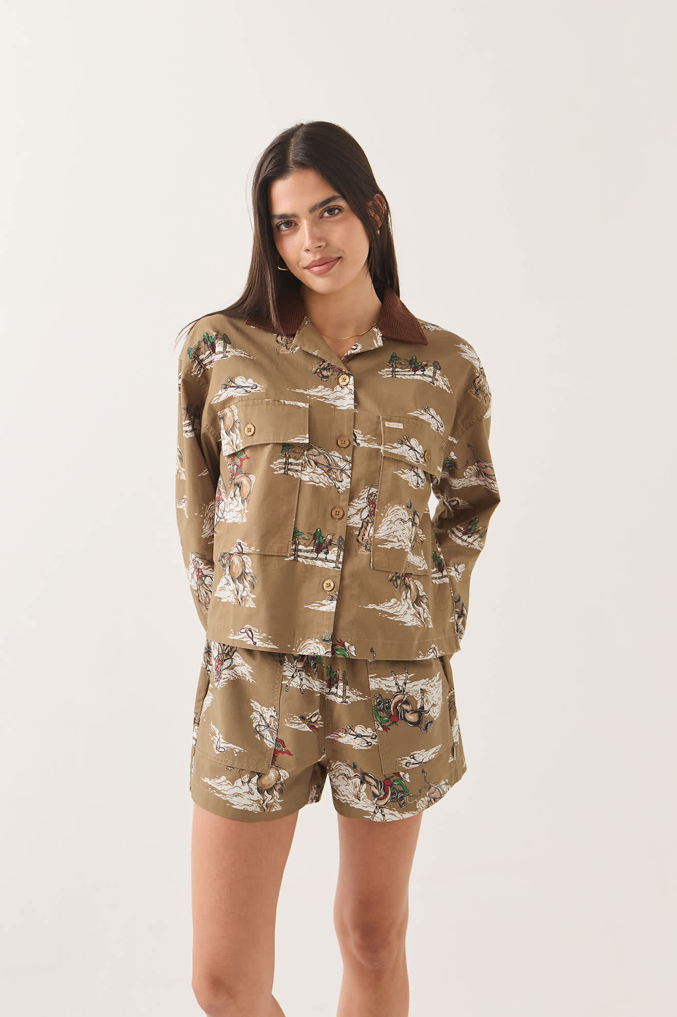 Brixton - W Utopia Overshirt Mid Century Cowboy Print-2